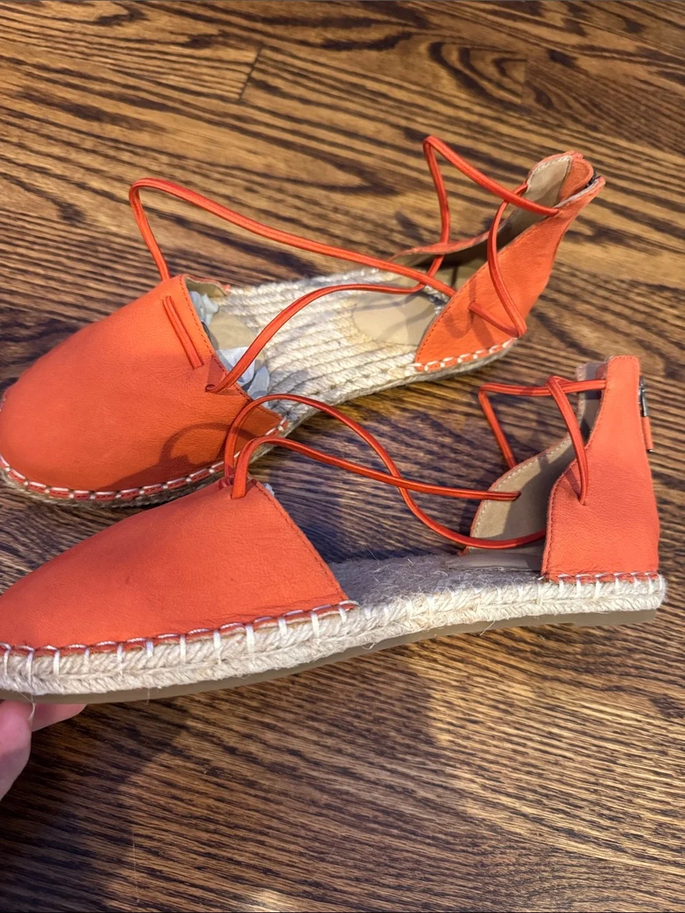 NWT Eileen Fisher sz 6 Tangelo lace up espadrille sandals orange leather.